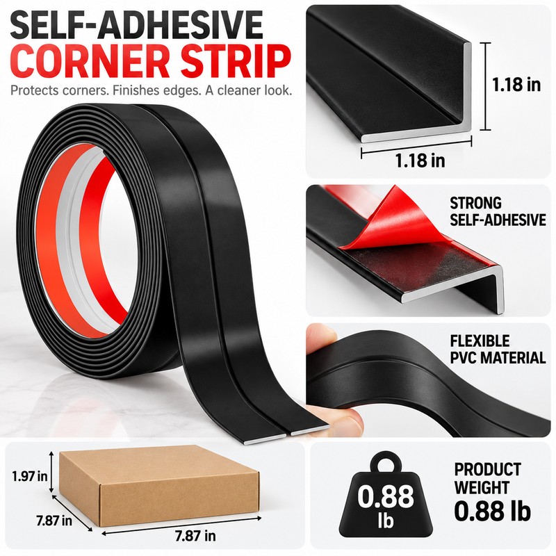 3M Self-Adhesive Wall Corner Protector Strip – Flexible Peel-and-Stick PVC