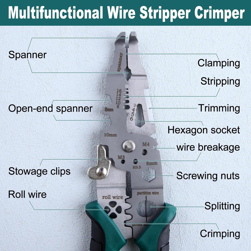 GOLD DEER 10-IN-1 Multifunctional Wire Stripper, Wire Stripper Function, Crimping