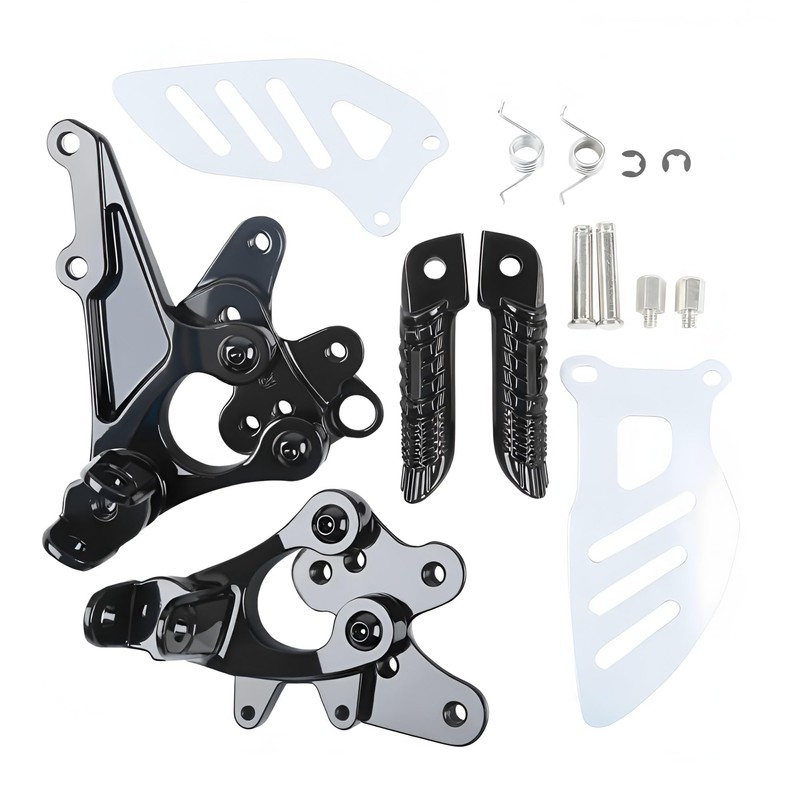 Motorcycles Black Front Rider Foot Pegs Footrest Bracket Fit For