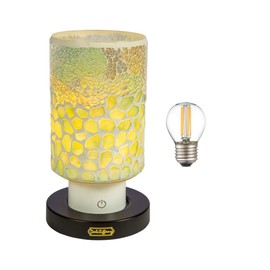Dale Tiffany TAR24124 Alps Green Uplight Mosaic Accent Lamp with Rechargeable Battery and 3-Level Brightness, Multicolor, 8.5-Inch Tall