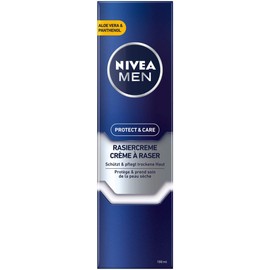 NIVEA MEN NIVEA MEN Protect & Care Rasiercreme für Männer (100 ml), mit cremigem Schaum für eine sanfte Rasur, hautschonende Rasiercreme für Herren