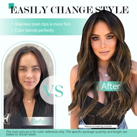 Ukira Hair Extensions Real Human Hair Clip ins, Balayage Hair Extensions 20 Inch 120g 2/6/2 Dark Brown to Chestnut Brown Clip in Hair Extensions, Remy Human Hair Extensions Clip ins for Women