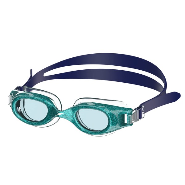 Speedo Unisex-Child Swim Goggles Hydrospex Ages 6-14, Enamel Blue Glitter/Celeste