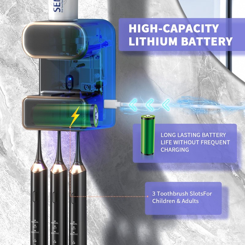 Automatic Toothpaste Dispenser,Wall Mounted Electric Toothpaste Dispenser with 3 Toothpaste