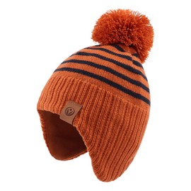 XIAOHAWANG Baby Winter Classic Children's Hat Girls Boys Warm Knitted Hat with Pompom Toddler Bobble Hat for Outdoor Activities, caramel hat