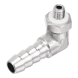 MECCANIXITY Nickel-Plated Copper Hose Barb Fitting Elbow 6mm Barbed M5x0.8 Male Thread Right Angle Pipe Connector with Washer