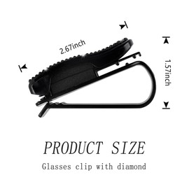 Set of 2 Bling Rhinestone Car Sun Visor Glasses Holders with Anti-Scratch Sponge,Car Decoration for Women Girls,Ticket Card Clip Visor Organizer,Universal Rhinestone Auto Accessories (Black-2pcs)