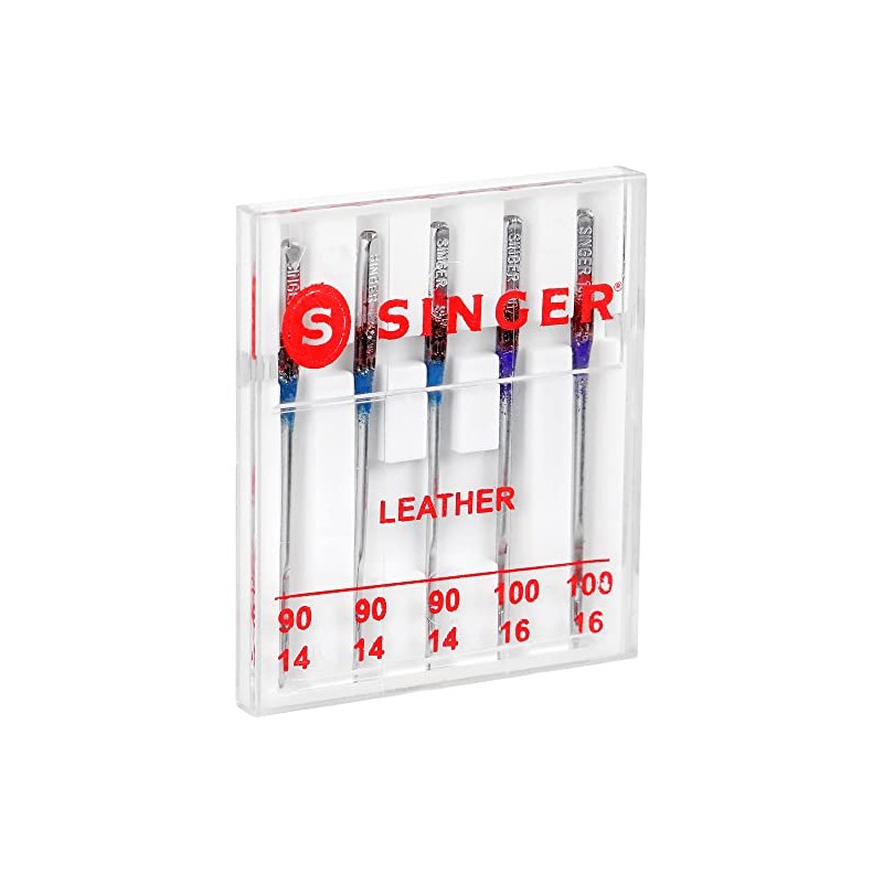 SINGER - Agujas para máquina de coser de piel, tamaño