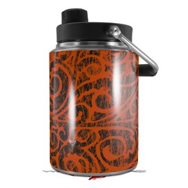 Skin Decal Wrap for Yeti Half Gallon Jug Folder Doodles Burnt Orange - JUG NOT INCLUDED by WraptorSkinz