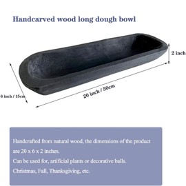 Wooden Dough Bowl Decor, Vintage Wooden Bowl Hand Carved Home Decor for Dining Table Center, Living Room, Kitchen Decor. (20in black)