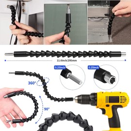 19pcs Flexible Drill Bit Extension, 1/2 3/8 1/4 inch Universal Socket Adapters, Hex Shank 105°Right Angle Drill Attachment, Drill Bit Holders & Universal Tool Screwdriver Bit Kit