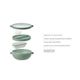 Mepal - Meal Prep Boxes Vita Set - Bento Bowl + 3-Piece Cutlery Set Ellipse - Lunch Box with Compartments - Extra Compartment with Lid, Dressing Lid & Tray - Bento Box - 1500 ml - Vivid Blue