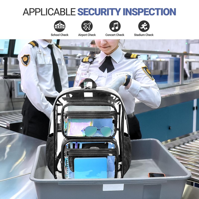 Heavy-Duty Clear Backpack for School and Work, Large Transparent Bag