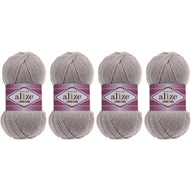 55% Cotton 45% Acrylic Yarn Alize Cotton Gold Thread Crochet Hand Knitting Art Lot of 4skn 400 gr 1444 yds (200-Grey)