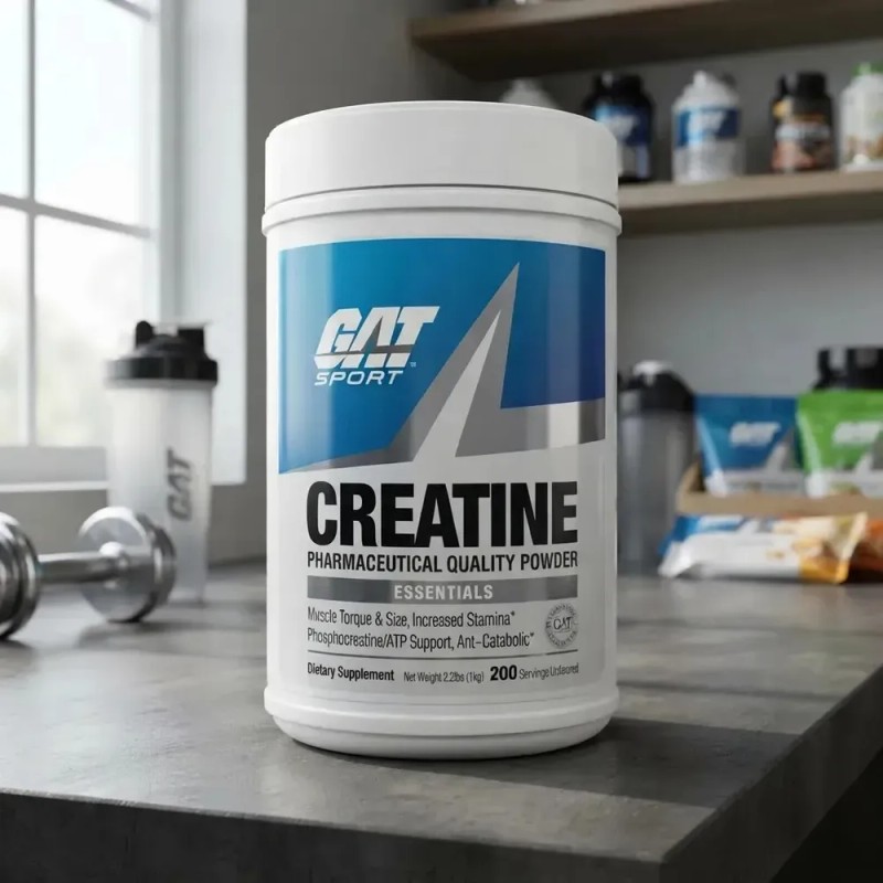 GAT Sport Creatina Monohidratada 1kg 200 Porciones Sin Sabor Gluten