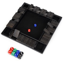 Agirlgle 12 Inches Shut The Box Dice Game, 1-4 Players Wooden Family Board Math Game with 12 Dice ，Strategy Dice Game for Adults Classic Tabletop Educational Game for Family, Classroom, Home or Pub