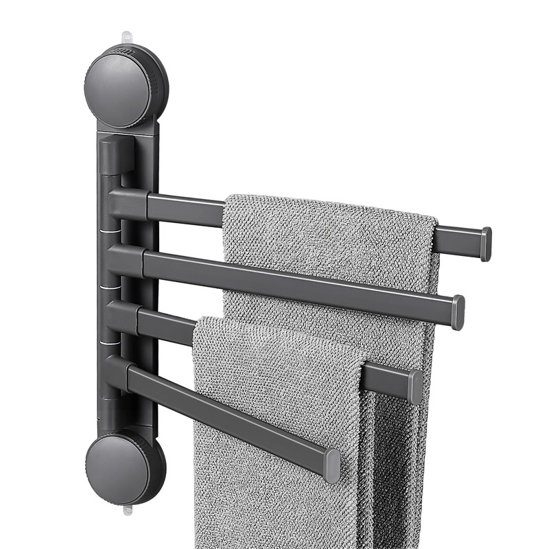 4-Arm Swivel Towel Rack, Zynuhmo 4 Tiers Adjustable Suction Cup