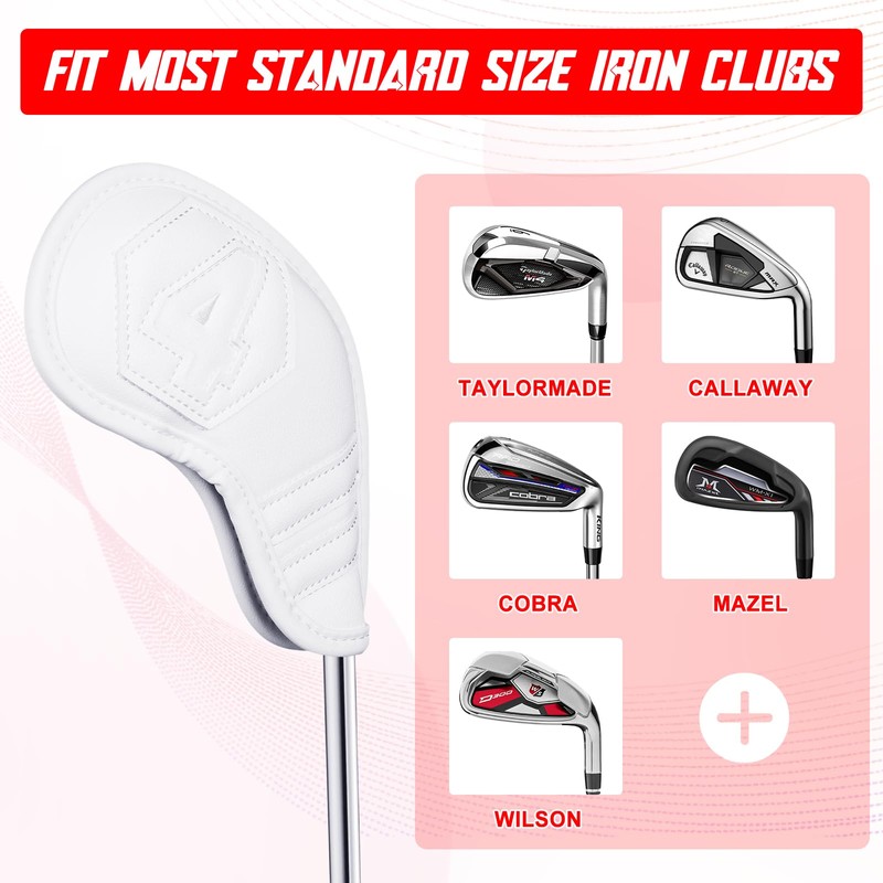 Golf Iron Club Head Covers Magnetic 10pcs 4-9,P,A,S,L Right Hand
