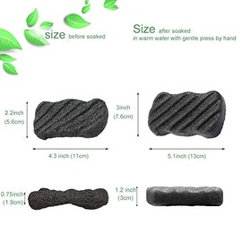 Esponja facial Josalinas Nature Konjac, 3 paquetes con carbón de bambú activado para limpieza facial cosmética, Cuadrado
