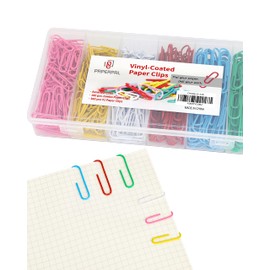 PAPERPAL Colorful Vinyl Coated Paper Clips, 540 Paperclips Per Box Jumbo & #1 Sizes Assorted Color, Office School & Personal Use, Daily DIY, Large & Medium Size (2" & 1-2/7") Paper Clip, Rainbow Pack