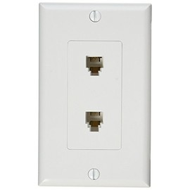 Morris 80171 Decorative Dual RJ11 4 Conductor Phone Jack Wall Plate, 2 Piece, White