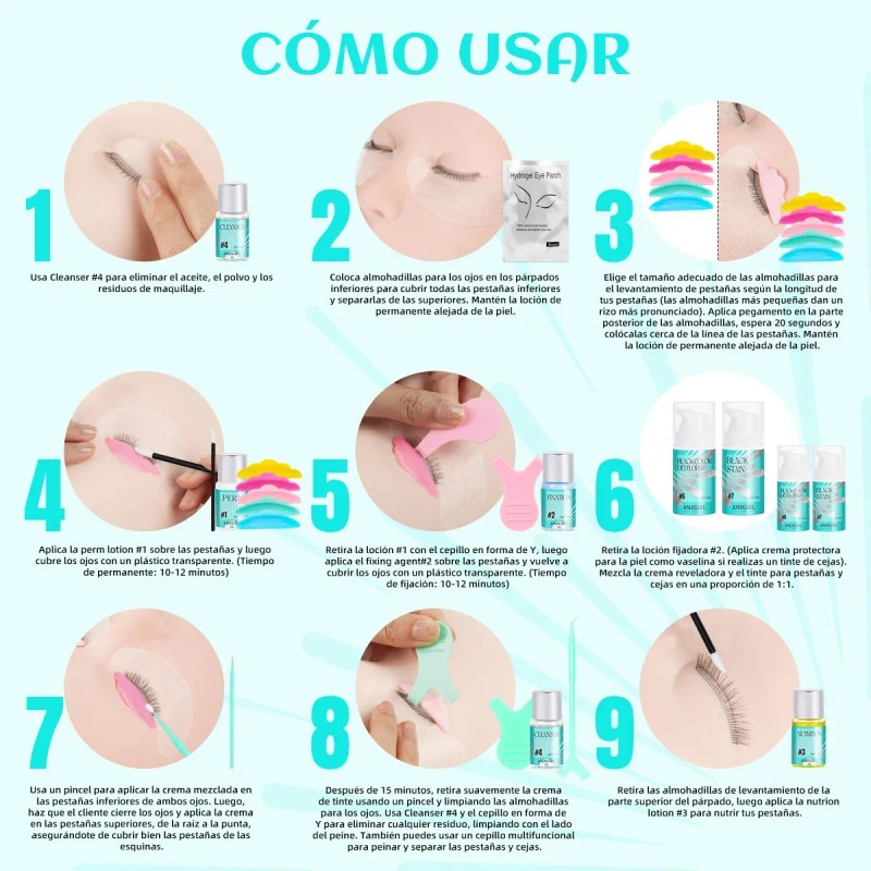 Kit Lash Lifting Y Tinte Para Pestañas Rizado Naturales Lash