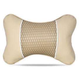Tolenre Car Headrest PU Leather Comfortable Car Neck Pillow 28 x 18 cm Car Seat Head Neck Support Cushion Breathable Car Cushion Leather Anti Fatigue Cushion Shock Absorption Car Accessories (Beige)