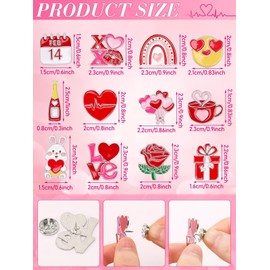JUNEBRUSHS 28PCS Enamel Pins,Cute Heart Brooches for Party Decoration Exchange Gift