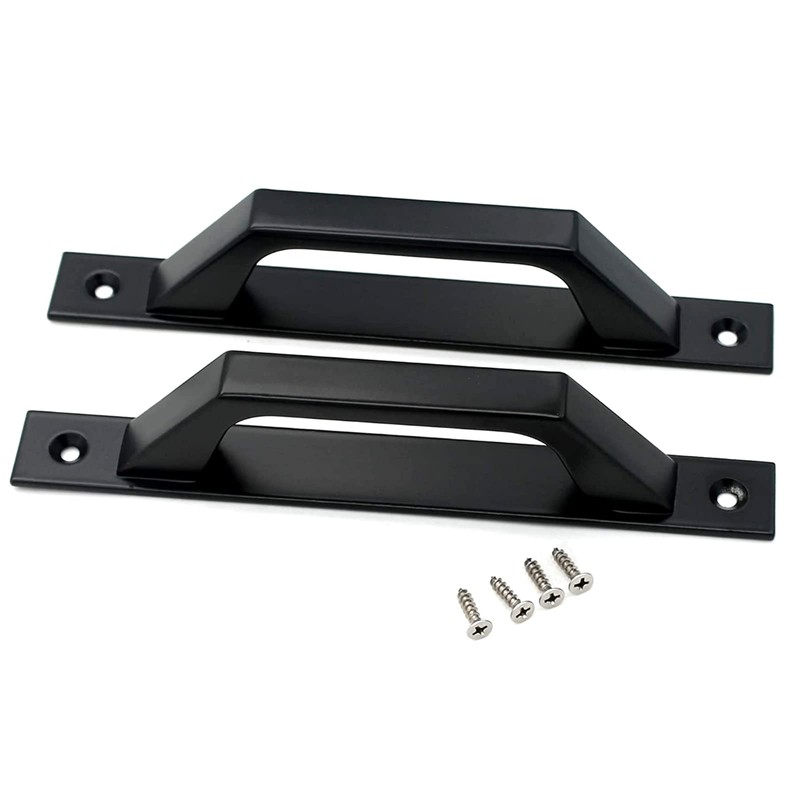 AWEN 4 pcs Carbon Steel Sliding Barn Door Handle Wood