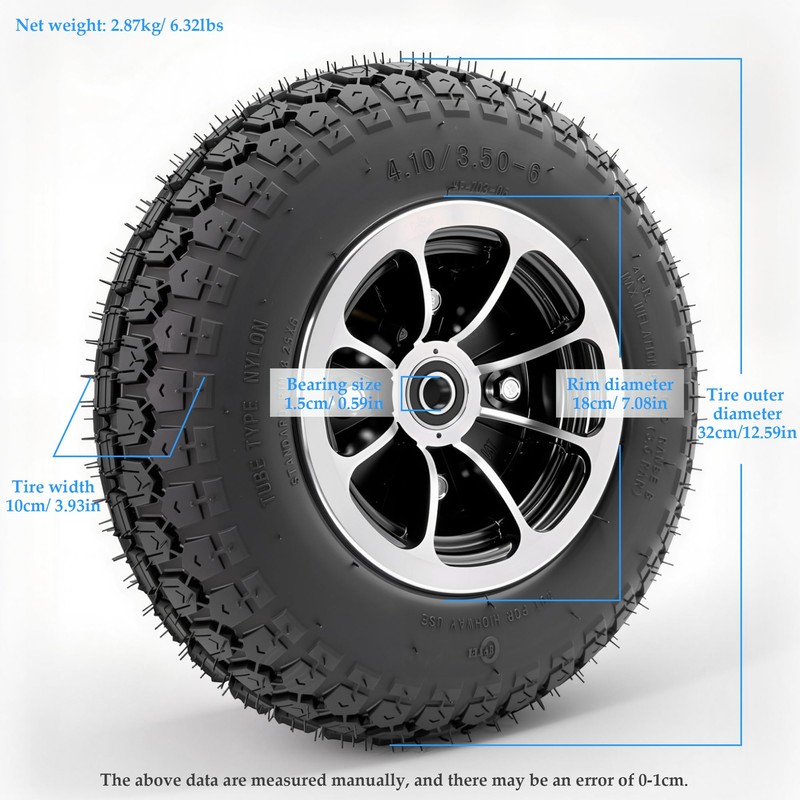 Felixstory 4.10/3.50-6 Tire and Aluminum alloy wheel Assemblies, 40% rubber