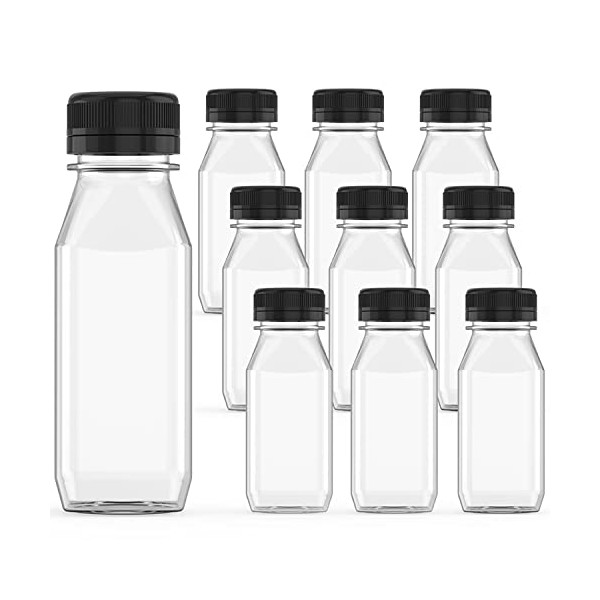 10 Pcs 5 oz Plastic Juice Bottl , Reusable Transparent