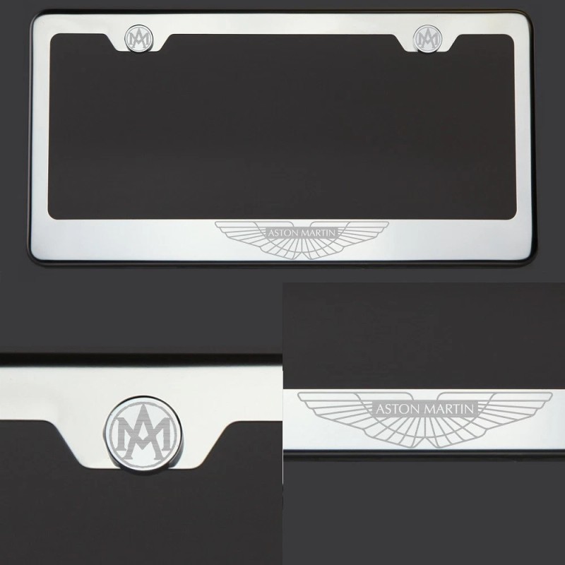 KA Mirror Chrome Aston Martin Logo Laser Etched Stainless Steel