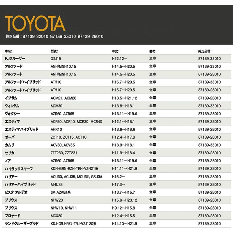 Toyota Air Conditioning Filter, Prius 20 Series, Alphard 10 Series,