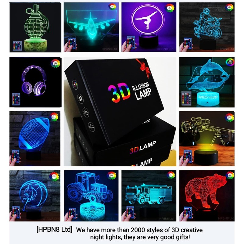 HPBN8 Ltd Creative Dog 3D Night Light Remote Control Touch