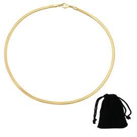 Golden Plated Chain, Women's Herringbone Chain Necklace, Stackable Necklaces, Layered Choker Necklace for Women, Trendy Gifts Jewellery