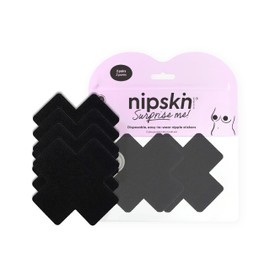 NIPSKIN “Surprise Me” X-Shaped Stickers & Pasties – Flirty, Skin-Friendly Nipple Covers - Waterproof, Easy to Wear & Remove for All Skin Types Black