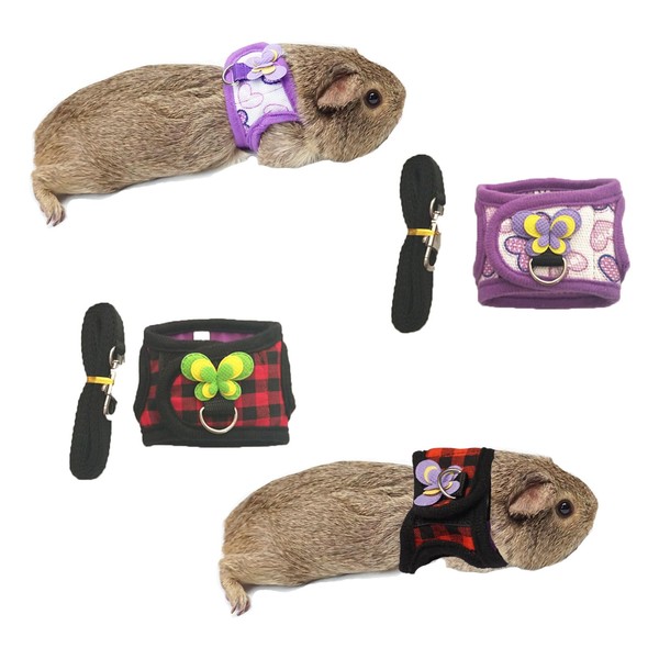 Pack of 2 Guinea Pig Harness and Leash, Adjustable Anti-Escape