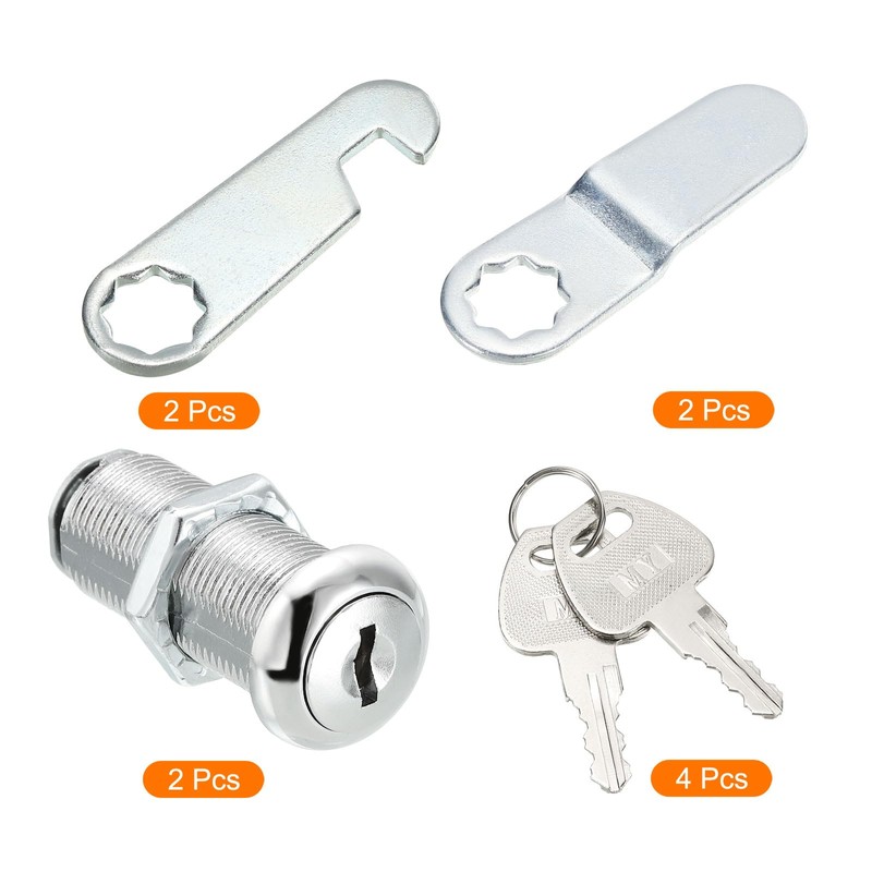 sourcing map Cabinet Drawer Cam Lock, 1-1/2" Cylinder Length Fits