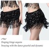 Women's Sequin Fringe Skirt Sparkle Tassel Skirts Belly Dance Hip