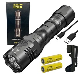 Nitecore P20iX USB-C Rechargeable LED Flashlight - 4000 lumen - w/EXTRA NL2150HPi Batteries, Holster and Eco Sensa Charging Cable