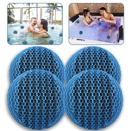 JULMELON Hot Tub Scum Absorber,4 Pack Spa & Pool Scum Eliminating Balls Reusable Hot Tub Oil Absorbing Sponge Washable Scum Floating Filter to Keep Water Clear Clean for Pool Bath Hot Tub Accessories