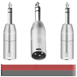 MKBKLLJY 3pcs 1/4" TS Mono Male to XLR Male Adapter Unbalanced 1/4" 6.35mm Plug Nickel Zinc Alloy Round Cable with Tie, Compatible with Microphone Amplifier Speaker Mixing Console