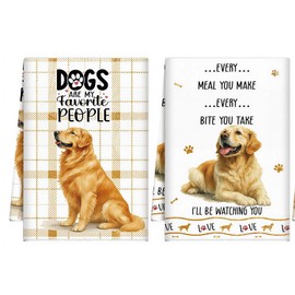 Golden Retriever Tea Towel for Dog Lovers, 100% Cotton Kitchen Towel