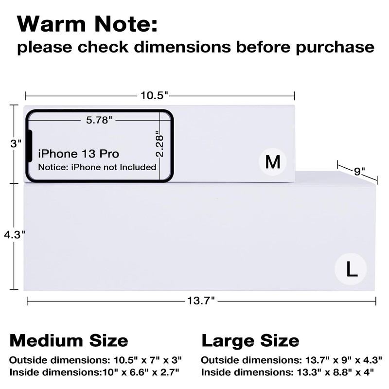 Aimyoo White Collapsible Gift Box with Magnetic Closure Lids 10.5x7x3