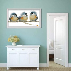 Cross Stitch Embroidery Kits Pre-Printed OWN4B Three Birds Pictures 11CT 12.6 x 7.1 Inch DIY Embroidery Kit Set