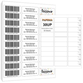 PAPRMA 1" x2-5/8 Address Label for Laser Inkjet Printer 50 Sheets, Printable Shipping Label 30 per Sheet, 5160 8160 White Mailing Labels for Package Envelope