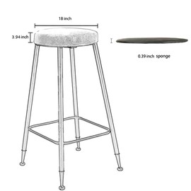 JISEN Waterproof PU Leather Round Bar Stool Cover Padding Cushion Elastic Protectors with Fixing Strap 18 Inch Black
