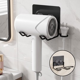 Hair Dryer Holder for Bathroom – Stainless Steel Wall-Mounted Storage Rack for Space-Saving Home Organization