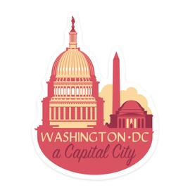 Die Cut Sticker Washington DC, A Capital City, Contour Vinyl Sticker 3 to 6 inches, (Waterproof Decal for Cars, Water Bottles, Laptops, Coolers), Large