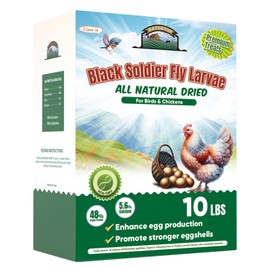 HATORTOP 10LB Dried Black Soldier Fly Larvae for Chickens - Non-GMO Insect Larvae Treats More Calcium Than Mealworms, High Protein Chicken Feed for Backyard Poultry - BSFL, Bird Food, Chicken Worms